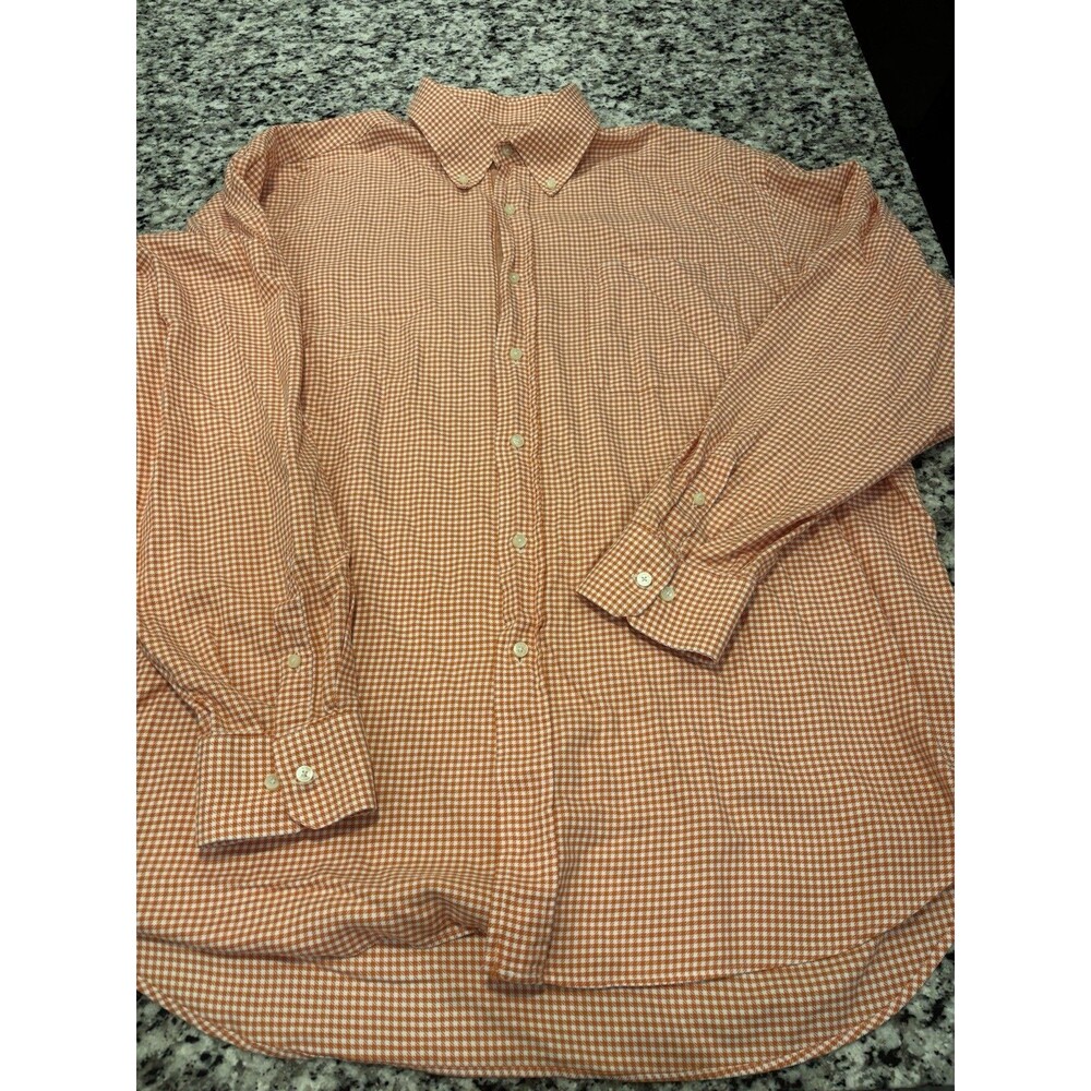 Bobby Jones Mens Orange Gingham Check Button Down Shirt Size XL